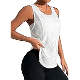 OYOANGLE Women's Mesh Workout Tank Top Athletic Running Sleeveless Shirts Yoga Gym Tops