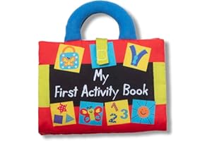 Melissa & Doug K’s Kids My First Activity Book, Soft Cloth Baby Book with Infant Toys—Puppets, Crinkles, Buttons, Buckles & C