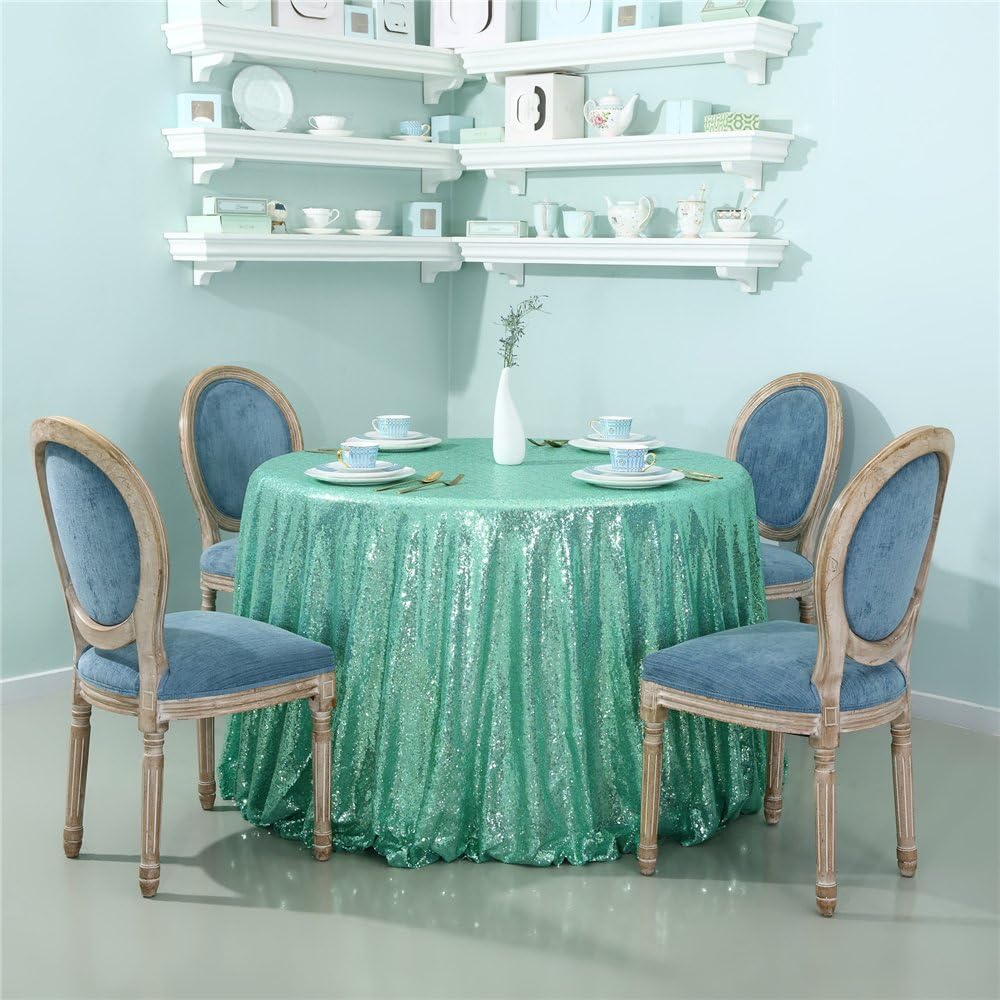 Best 70 inch round mint green table cloth