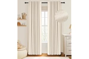 zeerobee 100% Black Out Curtains 2 Panels Set, Linen Blackout Curtains for Bedroom Living Room Nursery, Thermal Insulated Back Tab/Rod Pocket Drapes-W50 x L92, Cream
