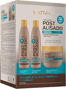 KATIVA Kit Mantenimiento Post Alisado 3 Unidades - Champú, Acondicionador y  Mascarilla Post Tratamiento, Alarga la Duración del Alisado : Amazon.es:  Belleza