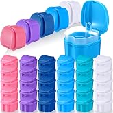 Zubebe 30 Pcs Denture Case with Strainer Basket Retainer Storage Box | Denture Bath Holder for False Teeth Soaking, Mouth Guard Container Cups, Portable Travel Dental Boxes for Cleaning