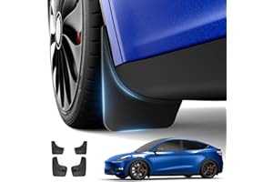 Qingchijun 2025 2024 Upgraded Tesla Model Y Mud Flaps, Tesla Model Y Accessories Mud Flaps No Drilling Required, All Weather Mud Guards Mudflaps for Tesla Model Y 2025-2020 Accessories (Set of 4)