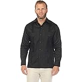 Mojito Collection Men's 100% Linen Classic Four-Pocket Long Sleeve Guayabera Shirt