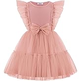 Arshiner Toddler Tutu Dress Girls Tulle Ruffle Bowknot Dresses Summer Wedding Birthday Party Formal Princess Dress 2-6T