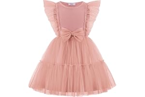 Arshiner Toddler Tutu Dress Girls Tulle Ruffle Bowknot Dresses Summer Wedding Birthday Party Formal Princess Dress 2-6T