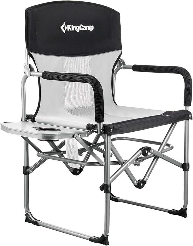 KingCamp Heavy Duty Compact Camping Folding Mesh Chair with Side Table and Handle