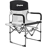 KingCamp Heavy Duty Camping Folding Director Chair Oversize Padded Seat with Side Table and Side Pockets, Supports to 396 lbs