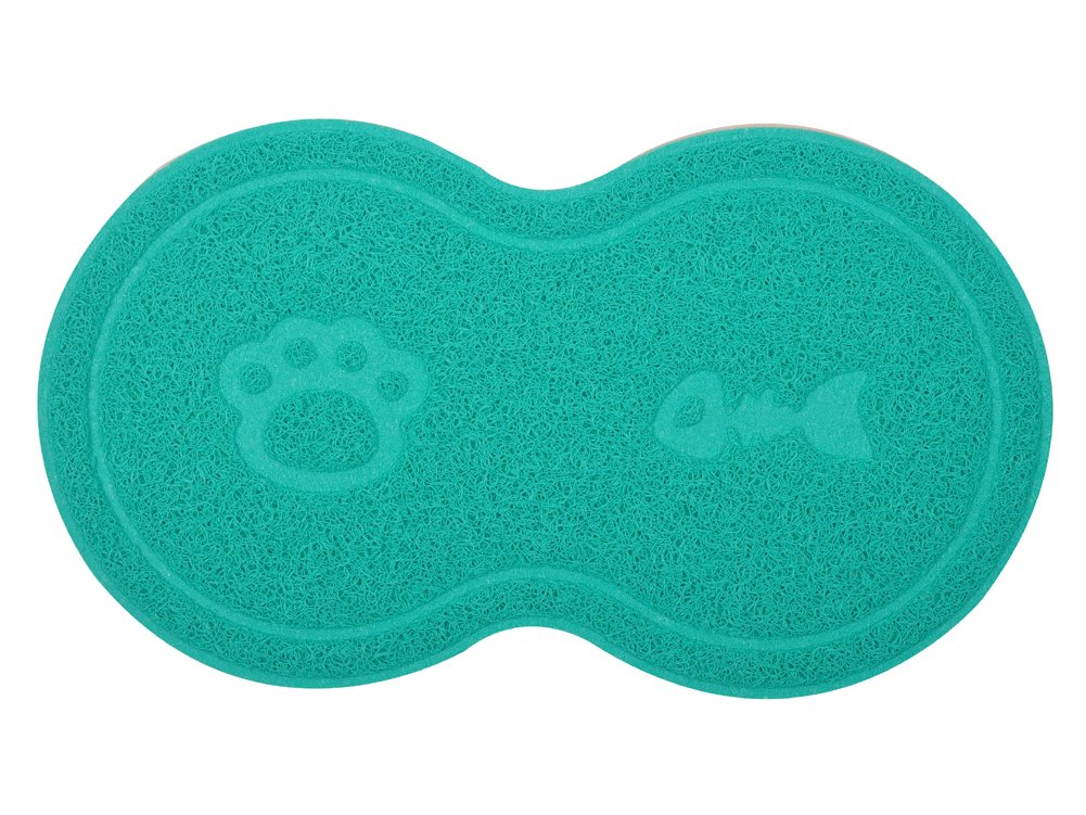 DM 8-Shaped Small Cat Litter Box Debris Catcher Mat, 18x10 Inches (Turquoise)