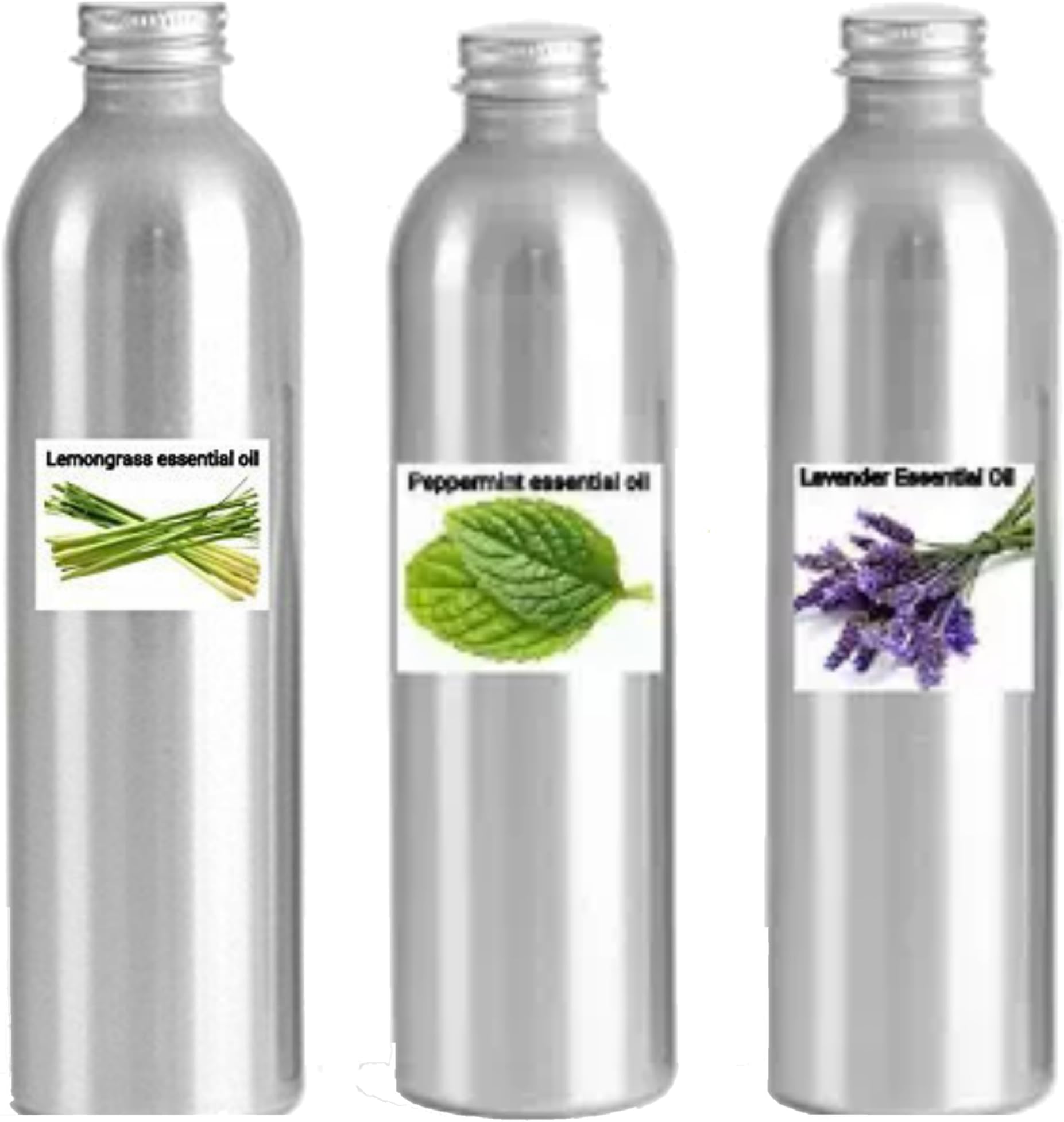 Lemongrass, Peppermint and Lavender 100% Pure & Natural Essential Oils (3) 4 oz Containers.