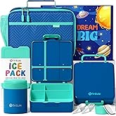 Fimibuke Kids Bento Snack Lunch Box with 4 Compartment, Insulated Bag, Stainless Steel Vacuum Food Jar, Ice Pack, Utensils Set, Birthday Gift for Age 3-12 Back to School Toddler Girl Boy