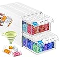 ARTDOT 2 Pack Diamond Painting Storage Containers with 70 Rectangle Grids, Bead Organizer Box Stackable Assembly Design for Crafts Storage Accessories, Art Beads, Seeds