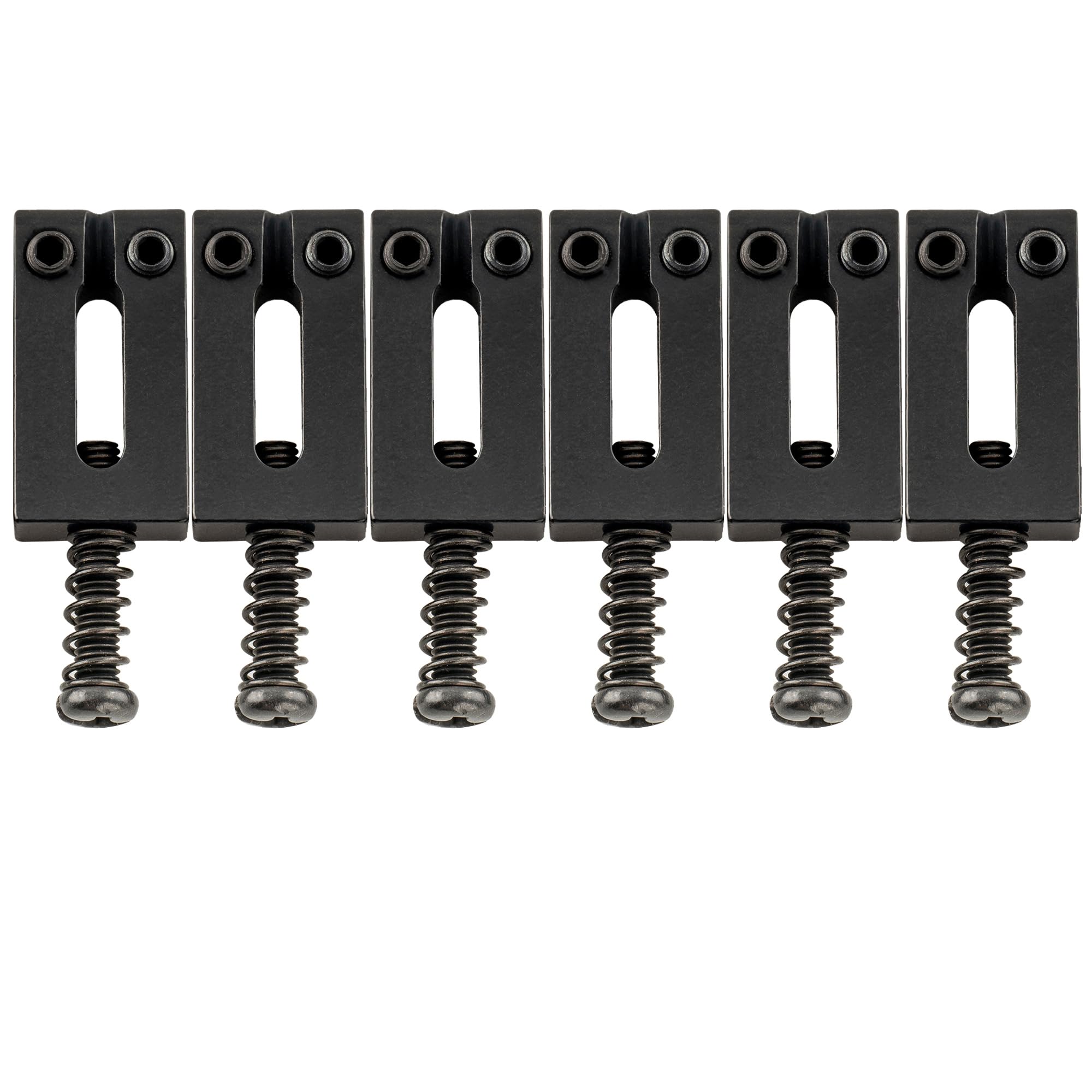 Musiclily Pro 10.8mm Stainless Steel Modern Guitar Tremolo Bridge Saddles for Strat Stratocaster Electric Guitar,Black (Set of 6)