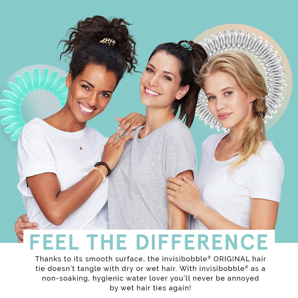 invisibobble Original Traceless Hair Ties, Elastic Hair Band with Strong Grip, Non-soaking, Hair Accessories for Women (Pack of 3) : Beauty