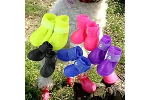 Cdycam Puppy Dogs Candy Colors Anti-Slip Waterproof Rubber Rain Shoes Boots Paws Cover (Black, Small)