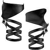 Sacina Goth Black PU Leather Fingerless Gloves, Biker Goth Punk Cosplay Gloves, Gothic Punk Accessories for Women