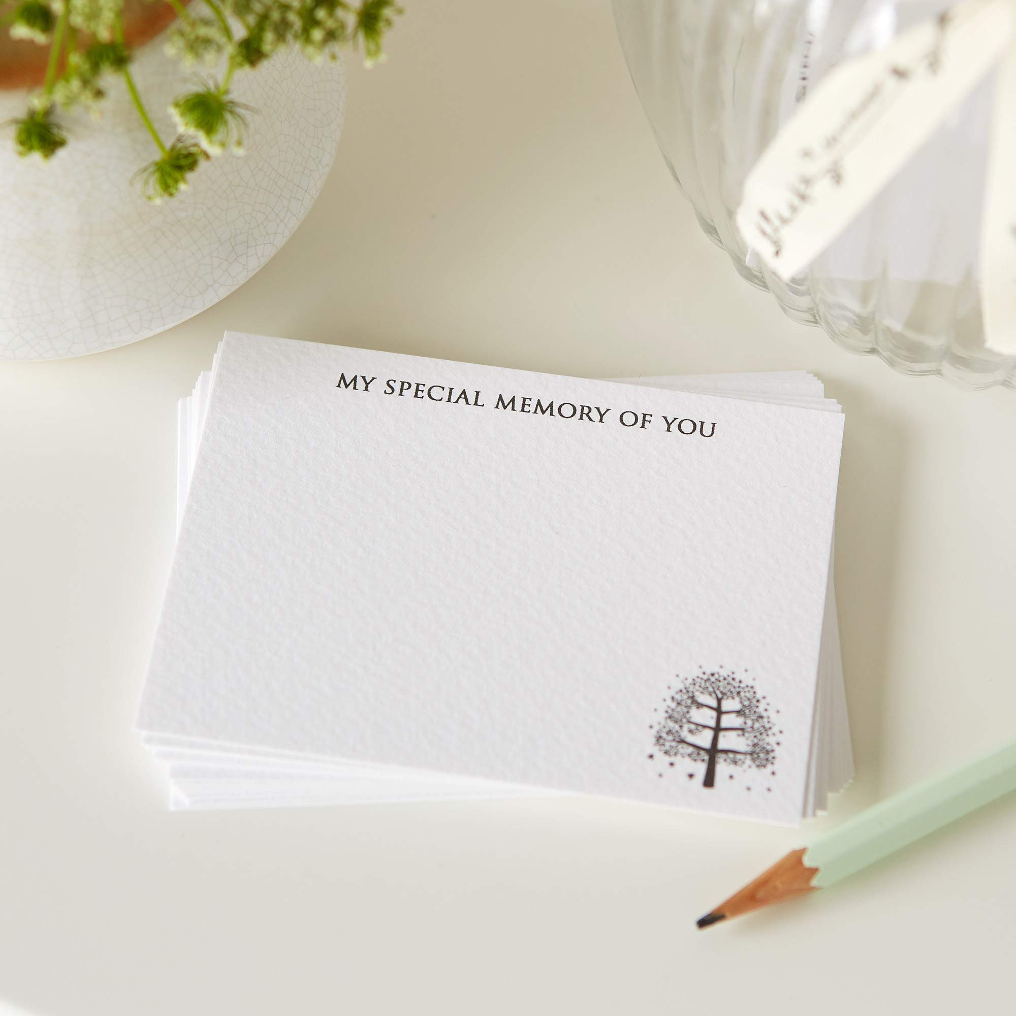 ANGEL & DOVE Funeral Remembrance Cards 'My Special Memory of You' - White Textured, Pack of 25 - for Memorial, Condolence, Celebration of Life