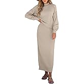 Caracilia 2 Piece Skirt Set for Women Sweater Dress Long Sleeve Oversized Tops Matching Maxi Skirts 2025 Fall Outfits Clothes