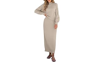 Caracilia 2 Piece Skirt Set for Women Sweater Dress Long Sleeve Oversized Tops Matching Maxi Skirts 2025 Fall Outfits Clothes