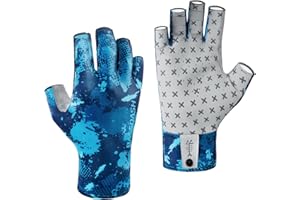 BASSDASH 3/4 Finger UPF 50+ Sun Gloves Breathable Anti-Slip Silicone Palm for Men Women Fishing Fingerless Cycling Running