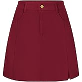 Belle Poque Women Corduroy Mini Skirt with Pockets Classic A-Line Fall Winter Basic Short Skirts