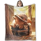 CosxHabitat Highland Cow Fleece Throw Blanket 50×60 in, Cozy Farmhouse Blanket for Couch & Bedroom, Gift for Women & Kids