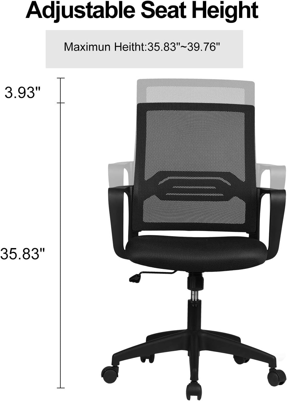ComHoma Office Chair Ergonomic Desk Chair Mesh Computer Chair Mid Back Mesh Home Office Swivel Chair, Modern Executive Chair with Armrests Lumbar Support(Black),: Kitchen & Dining