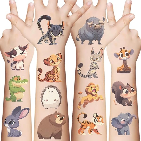 Tatuajes Faciales De Animales Para Niños – 24 Hojas Temporales Impermeables | Fiestas, Cumpleaños Y Carnaval