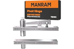 MANRAM Door Pivot Hinges, Hidden Door Hinge, Heavy Duty Murphy Door Hinge Kit, 360 Degree Shaft Stainless Steel Pivot Hinge System, Wood Doors & Hidden Door Bookcase