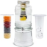 Style Setter Glass Drink Dispenser for Parties - 2.4 Gallon Large Capacity Beverage Dispenser - Easy Assembling with Leakproof Spigot - Fruit Infuser for Best Taste - Galvanized Base Water Dispenser