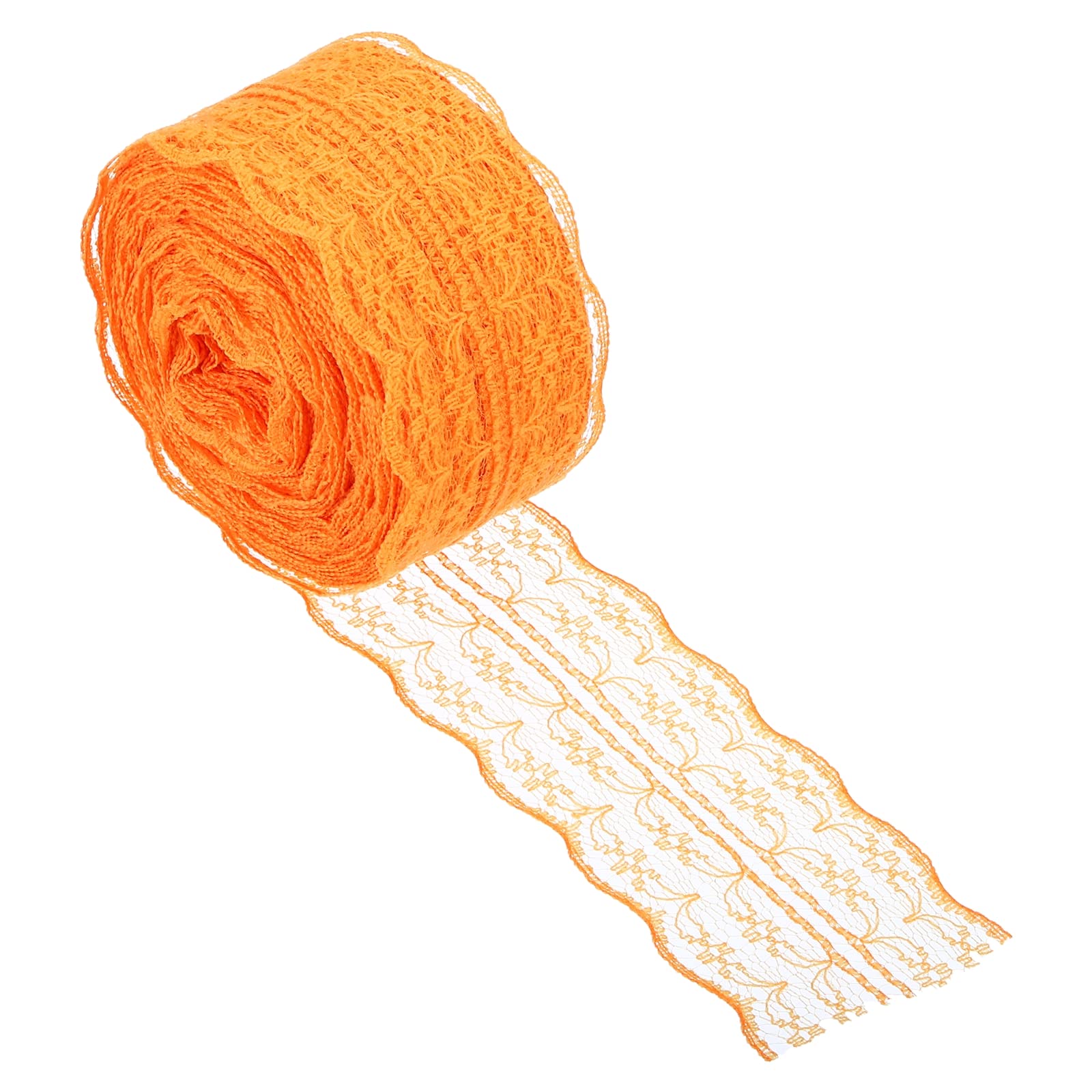 PATIKIL 1.8 Inch x 25 Yards Lace Trim Ribbon, Non-Stretch Lace Sewing Roll Gift Package Floral Wrapping for Party Home Decoration Dress Craft, Orange