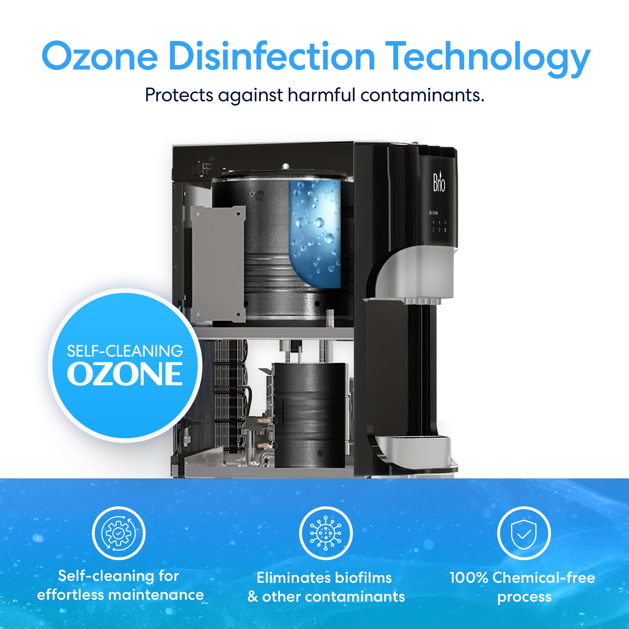 Brio Commercial Grade Bottleless Ultra Safe Reverse Osmosis Drinking Water Filter Water Cooler Dispenser-3 Temperature Settings Hot, Cold & Room Water - UL Approved – Point of Use