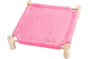 Patas Lague Self Warming Cat Hammock Bed Small Dog Bed, Wooden Thermal Cat Elevated Self Heating Soft Warm Pet Rubbit Bed for Winter, Cat Beds for Indoor Cats, Cat Cots Puppy Bed (Hot Pink)