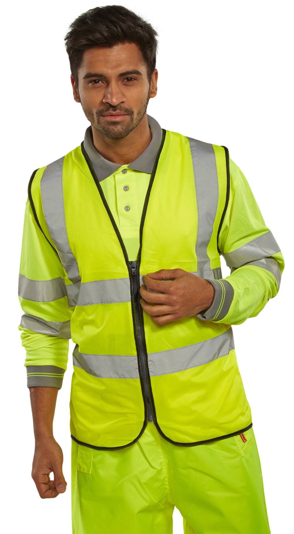 HI VIZ WAISTCOAT ZIP FASTENED SATURN YELLOW L