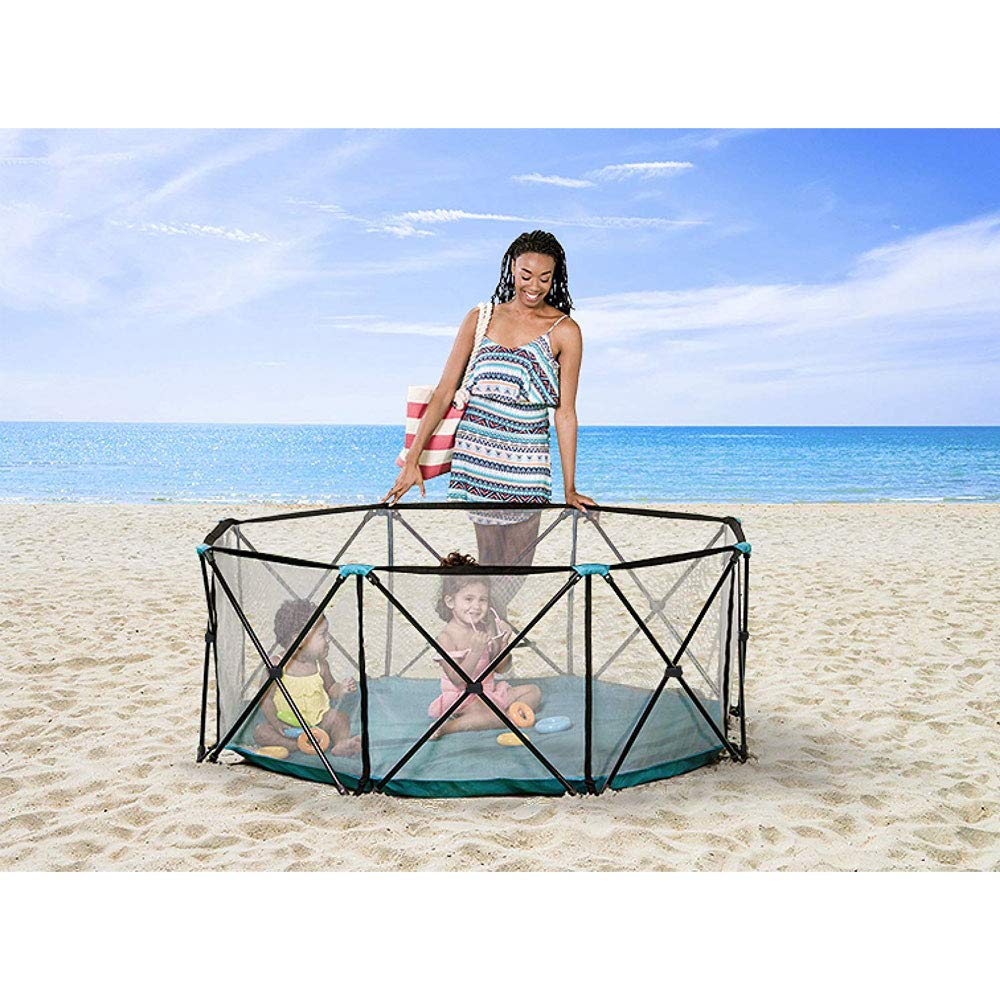 Regalo My Play Deluxe Extra Large Portable Play Yard Indoor and Outdoor, Bonus Kit, Washable, Teal, 8-Panel