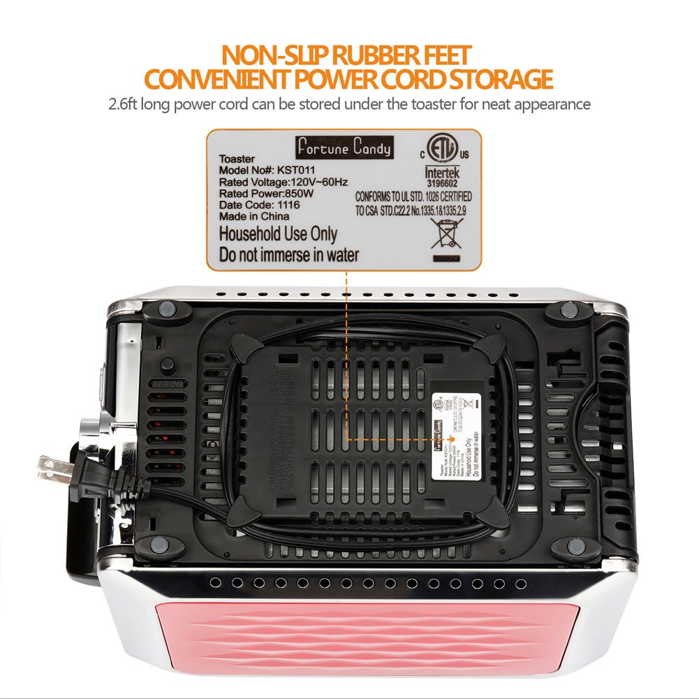 Fortune Candy Toaster,Red 2-Slice Toaster,Stainless Steel Toaster with Extra Wide Slots,Removable Crumb Tray,High Lift Lever,Bagel Defrost Reheat Cancel Function,7 Toast Shade Settings