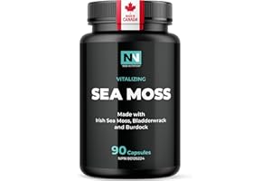 Irish Sea Moss Capsules | Premium 1400mg Complex with Organic SeaMoss, Burdock Root, & Bladderwrack + Black Pepper for Increa