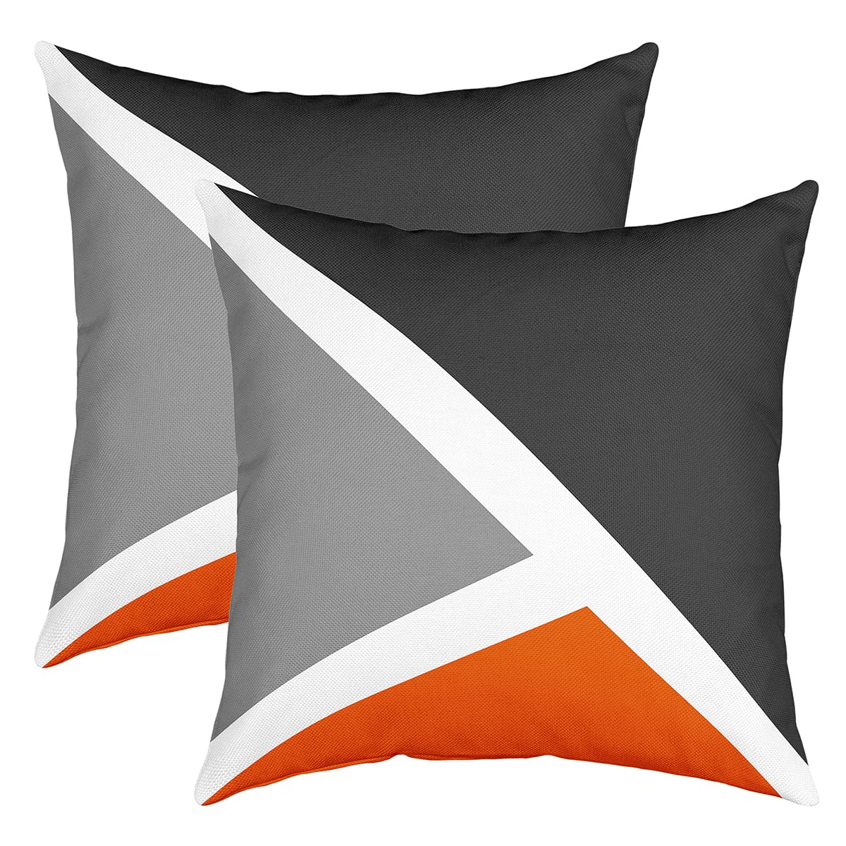 Loussiesd Set of 2 Triangle Throw Pillow Covers Geometric Grey Orange Black Cushion Case for Home Living Room Decor Reversible Modern Abstract Art Decorative Throw Cushion Case 20x20 Inch
