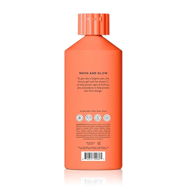 BILLIE GLOW BRIGHTENING WOMENS BODY WASH, 18 FL OZ, BRIGHT CITRUS WOODS SCENT, VEGAN, CRUELTY FREE