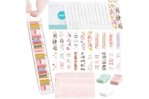 YOPPIX 15 Pieces Acrylic Bookmark Blanks (3mm) Thicken Clear Acrylic Bookmarks with 20 Pcs Book Lover UV DTF Sticker, 15 Pcs Ribbon, Bookmark Making Kit Suitable for DIY Your Crafts Gifts