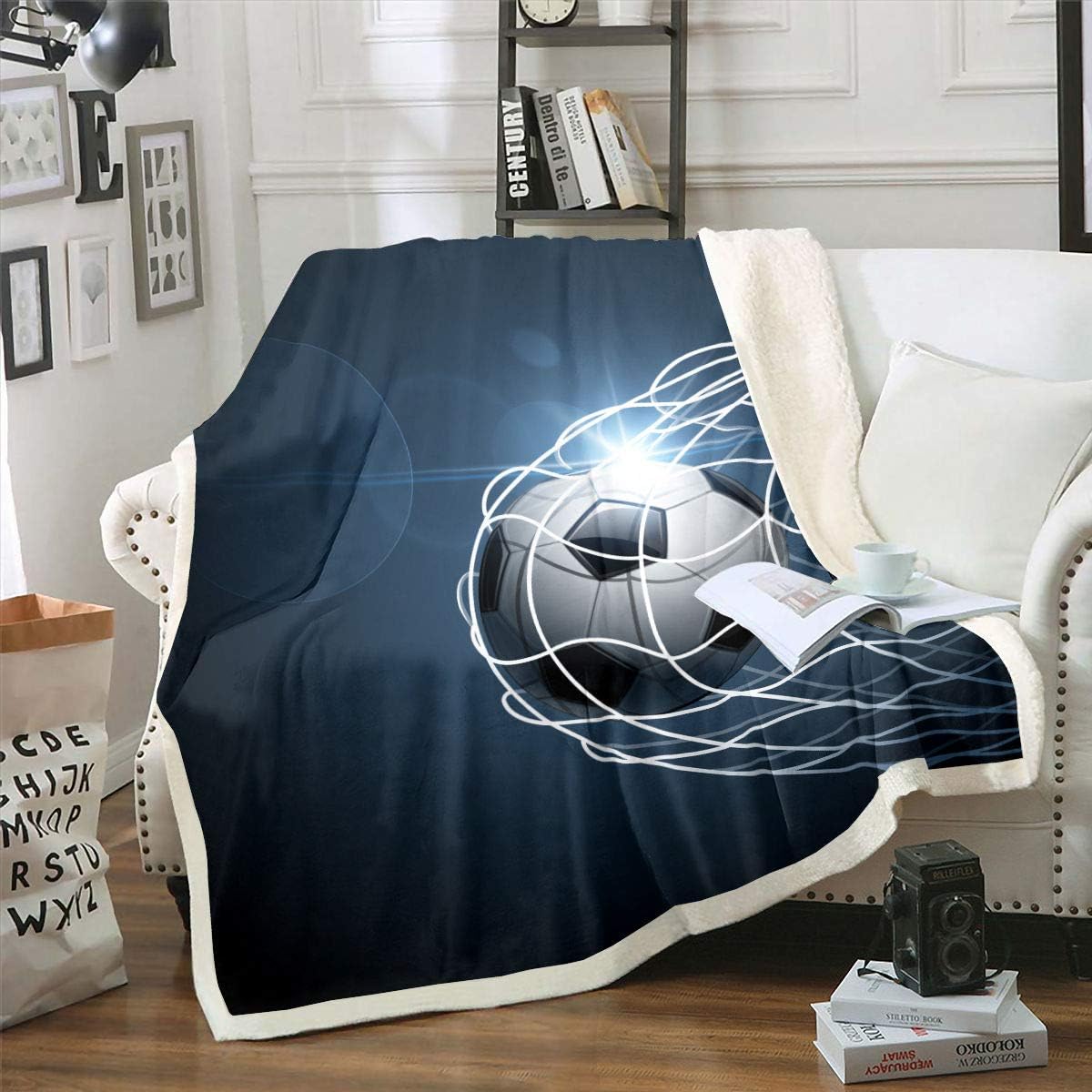 Kid Football Throw Blanket Football Player Blanket Sports Ground