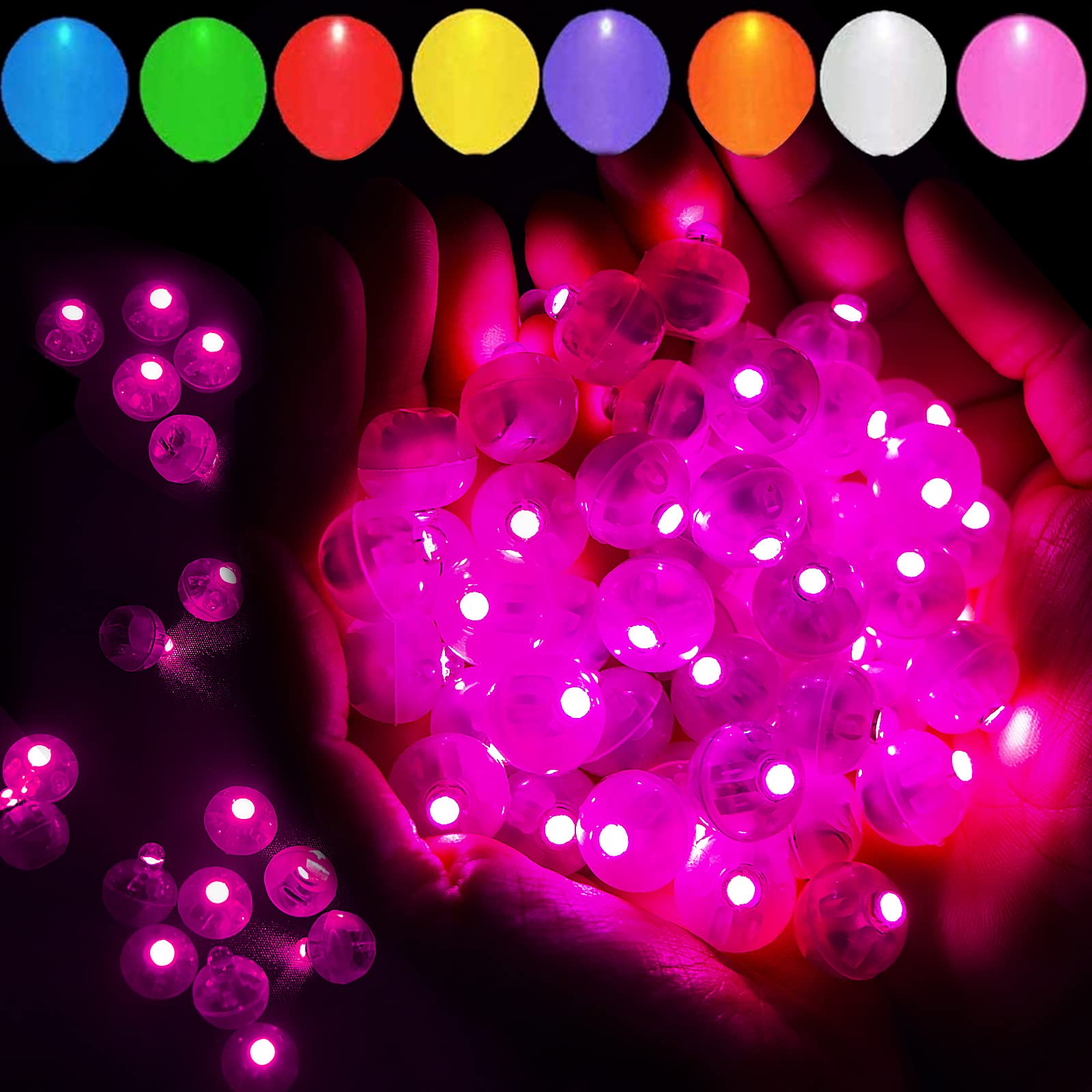 Photo 1 of ***FACTORY SEALED***50pcs Pink LED Balloon Light, Mini Tiny Light Round Led Ball Lamp for Paper Lantern Balloon Indoor Outdoor Party Event Birthday Party Wedding Decoration Halloween Christmas Supplies