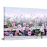 iHAPPYWALL Large Flowers Wall Art Canvas Daisy Wildflowers Floral Picture Painting Artwork for Living Room Bedroom Home Decor Stretched and Framed Ready to Hang 24x36inch