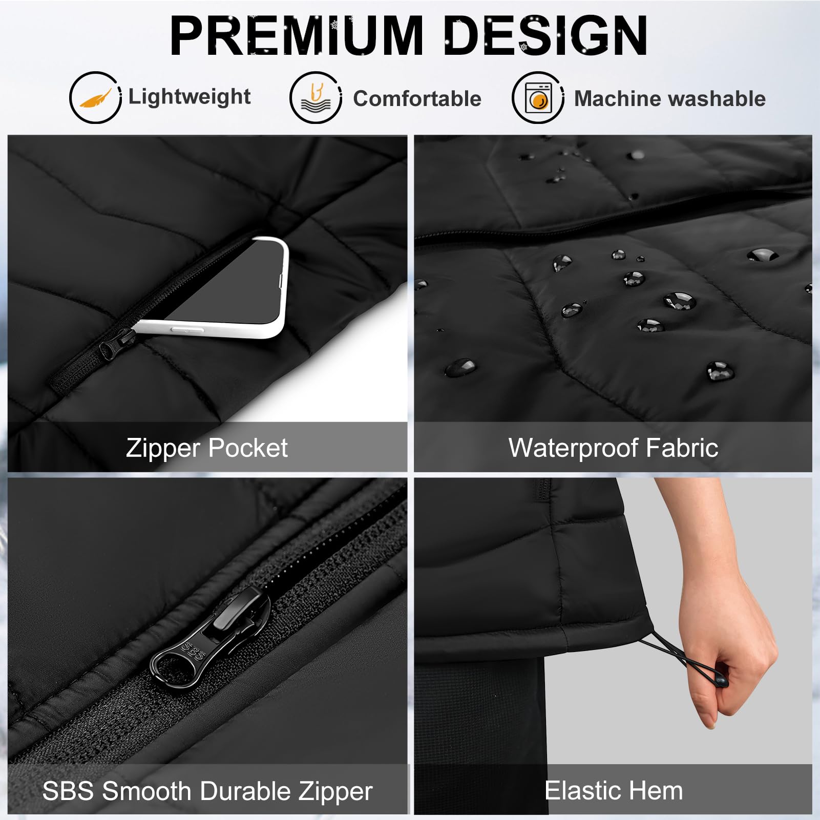 KOVNLO Heated Vest Women, (Battery Pack Not Included) Smart Controller With Lights-out, Electric Warming Heated Jackets