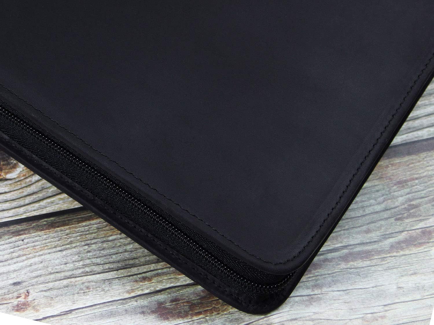 Professional Padfolio Portfolio 3 Ring Binder, Business Organizer Holder Multi-Function Folder Case with Zipper by Crazy-Horse Leather for iPad/Surface Book : Office Products