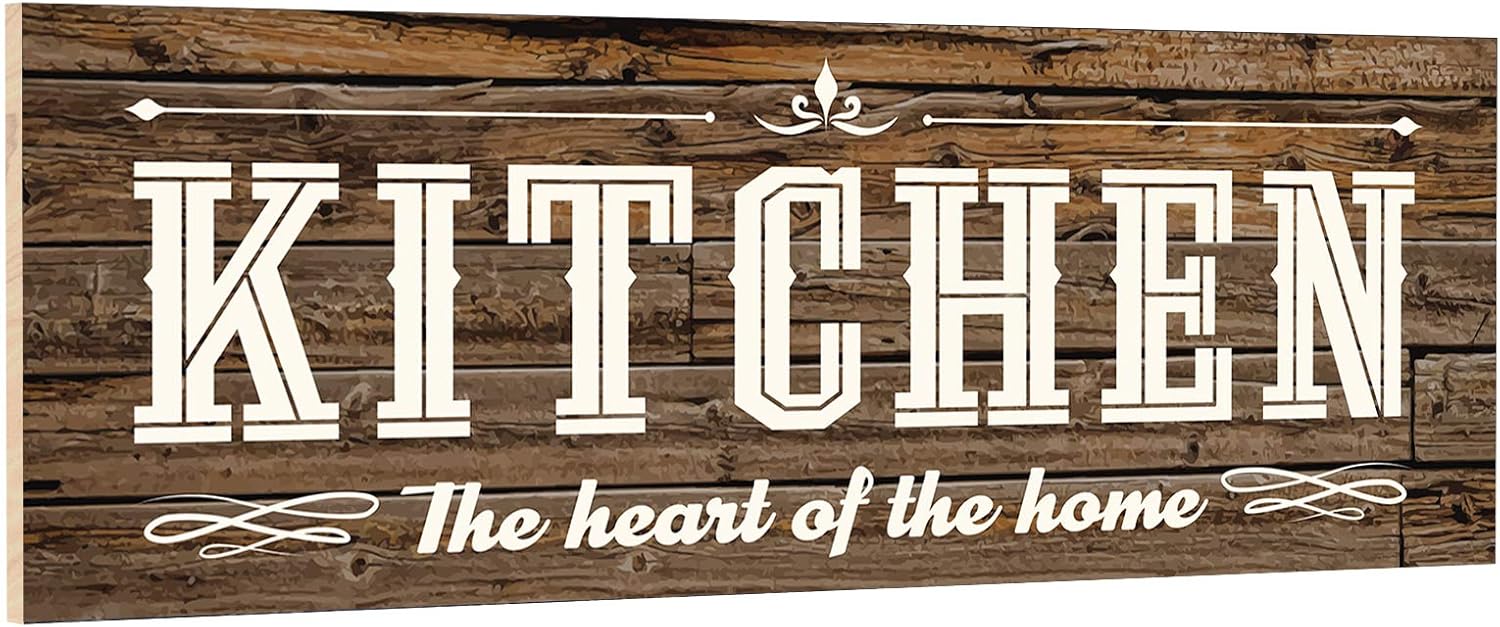 OYEFLY Rustic Farmhouse Kitchen Wall Decor Kitchen The Heart of The Home Wood Kitchen Signs (Brown)