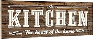 OYEFLY Rustic Farmhouse Kitchen Wall Decor Kitchen The Heart of The Home Wood Kitchen Signs (Brown)