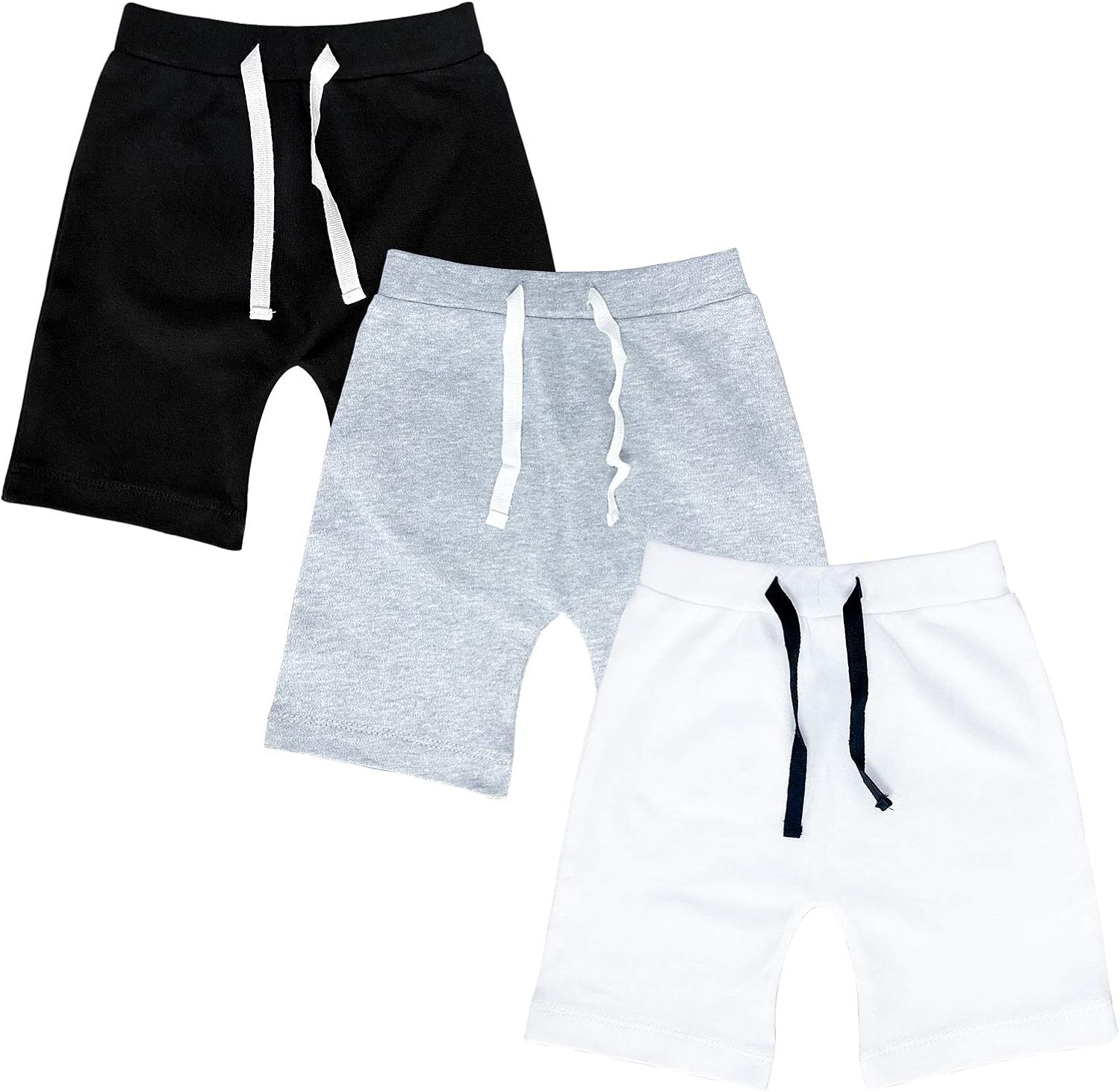 SOBOWO Baby Boys Girls Shorts 3-Pack Newborn Solid Color Cotton Sport Jogger Short Pants for Unisex Boy Girl 0-24 Months: Clothing