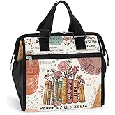 84hoods Insulated Lunch Bag for Women. Christian Faith Religous Gift. Large Lunch Box with Adjustable Strap for Work, Office, Travel, Picnic. Women of Bible.