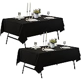 ZarzaaSik 2-Pack 60x102 inch Black Table Cloths, Solid Stain and Wrinkle Resistant Oblong Tablecloth, Premium Plain Weave Polyester Fabric Rectangle Table Linen Covers for Hotel, Wedding